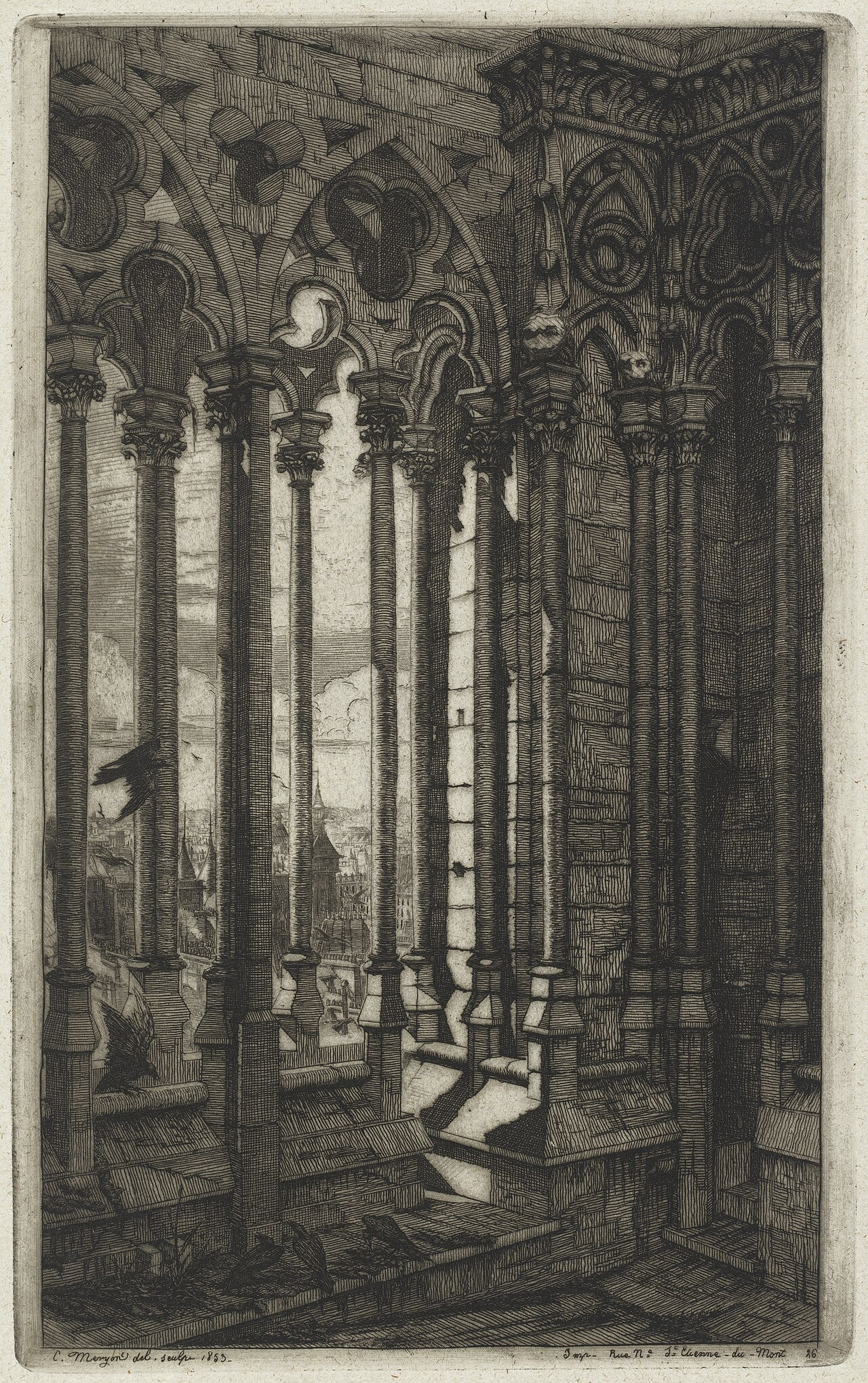 La galerie Notre-Dame, Paris (The Gallery of Notre Dame, Paris) by Charles Méryon