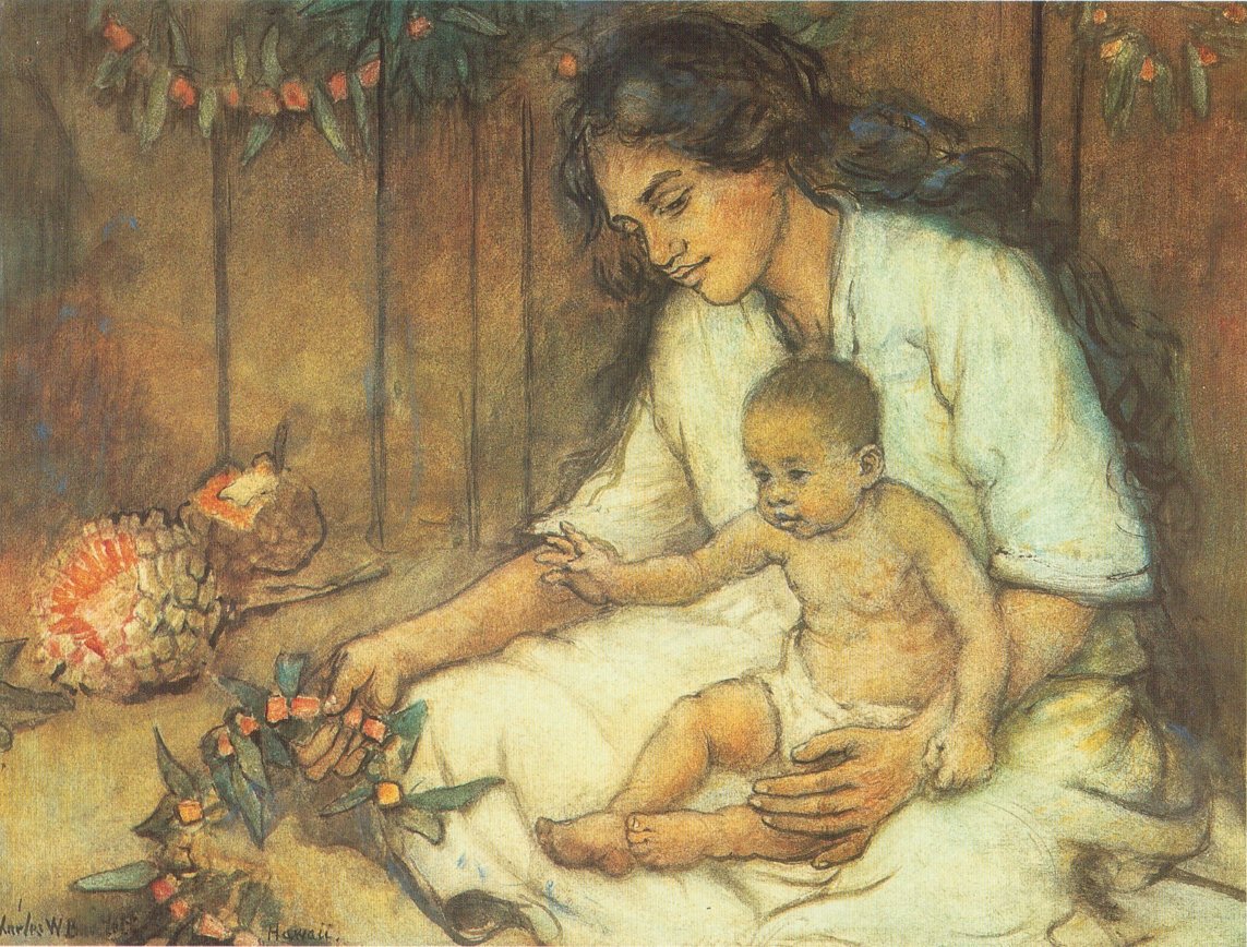 Hawaiian Mother and Child by Charles William Bartlett