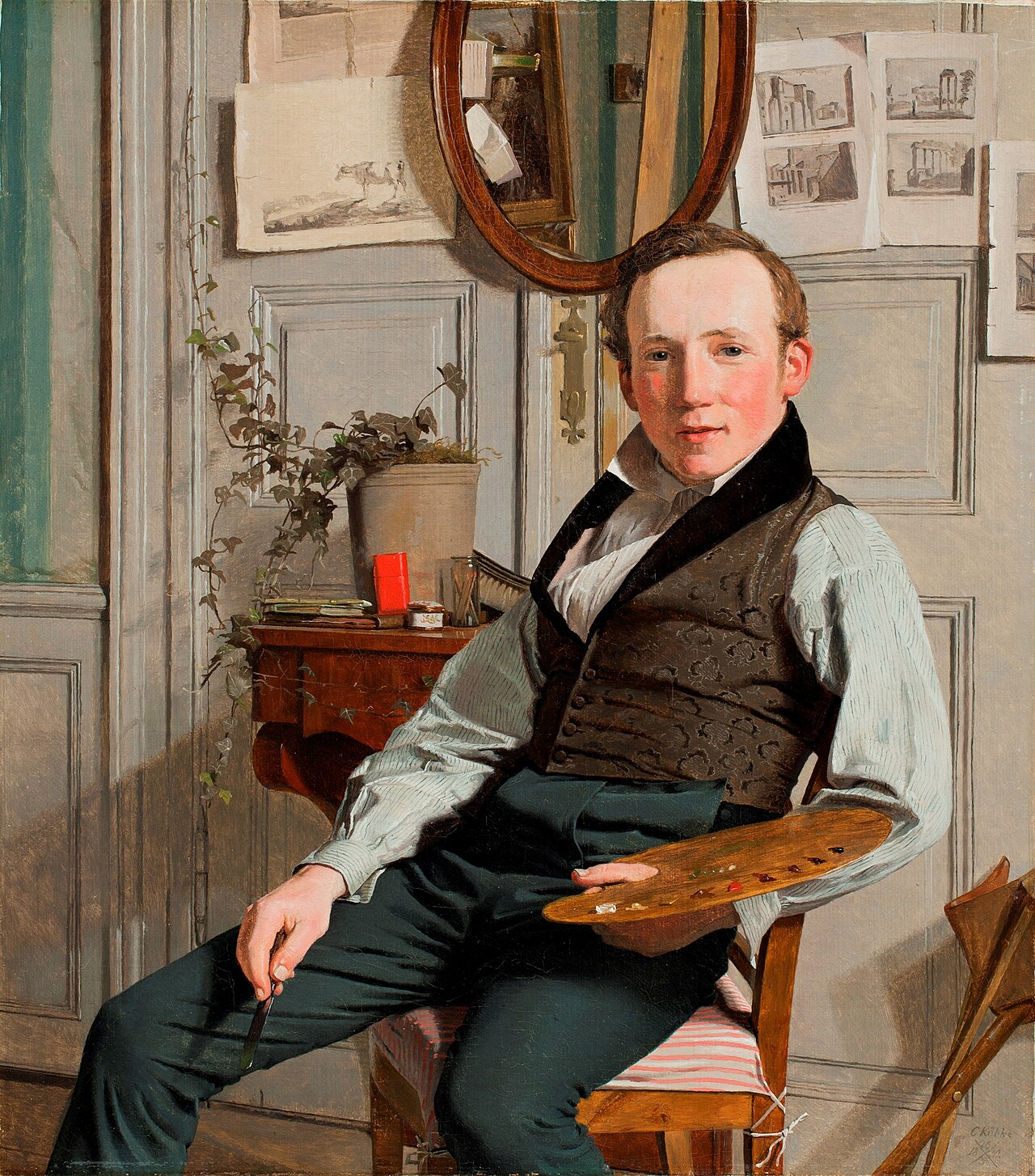 Portrait of landscape painter Frederic Sødring by Christen Købke
