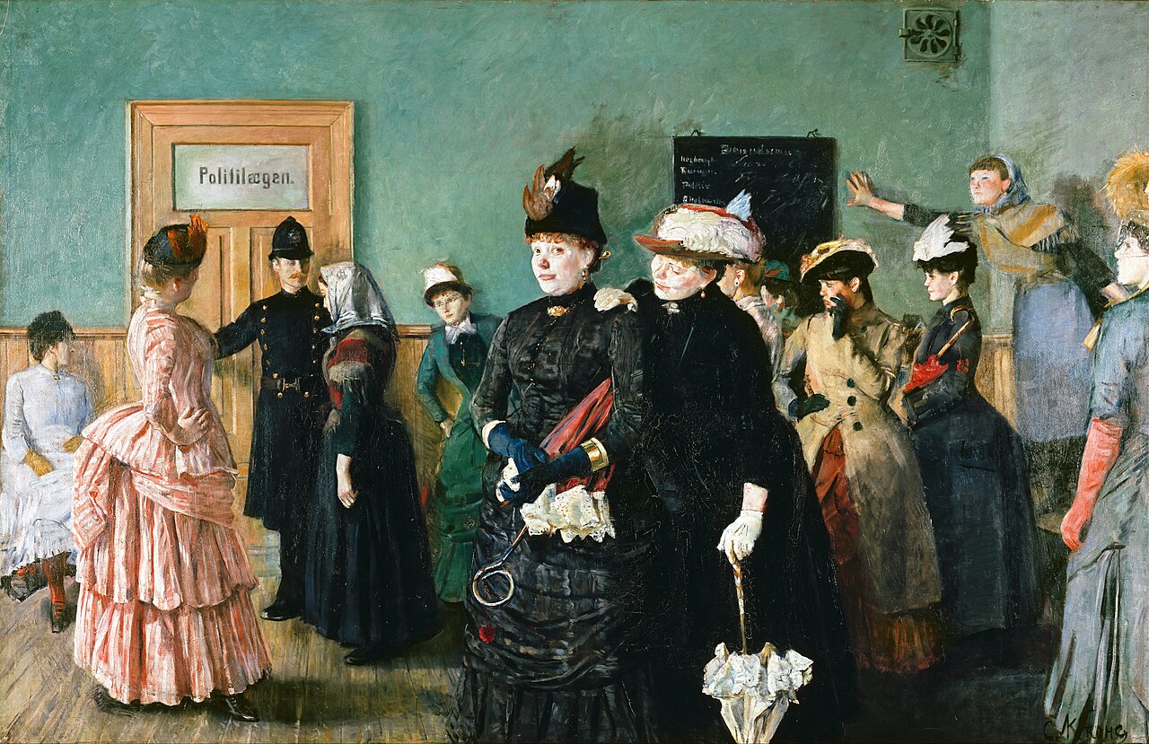 Albertine i politilægens venteværelse by Christian Krohg
