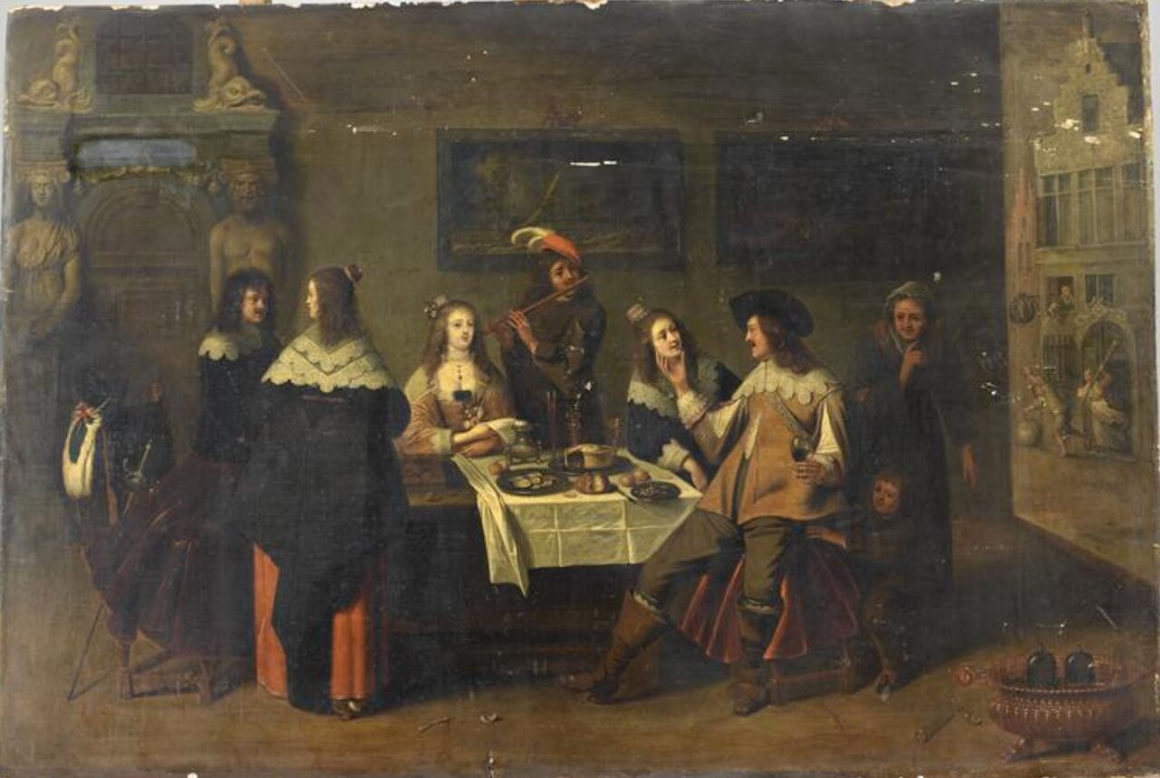 The prodigal son among courtesans by Christoffel Jacobsz van der Laemen