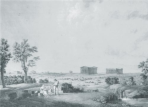 The Temples in Paestum by Christoph Heinrich Kniep