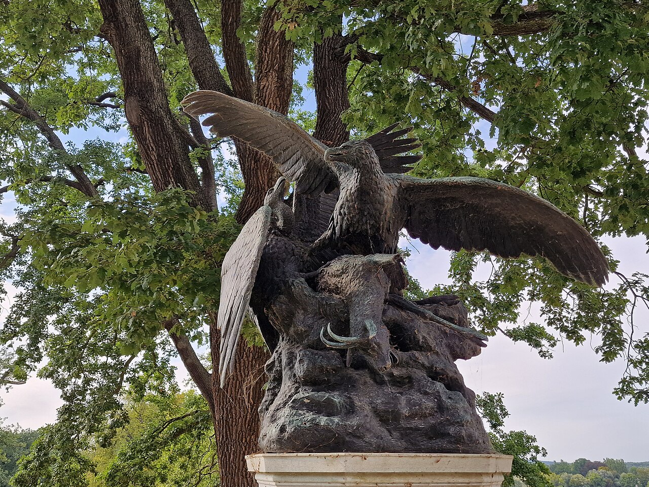 Eagle and vulture fighting for chamois by Christopher Fratin