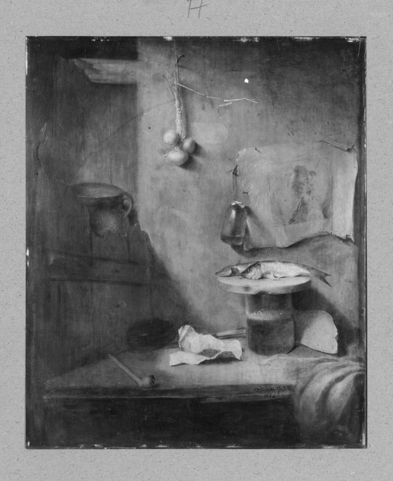 Still Life with Beer, Herring and Pipe by Christopher Paudiß
