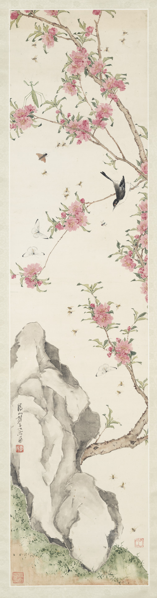 Bird, Insects, and Peach Blossom by Chu Lien