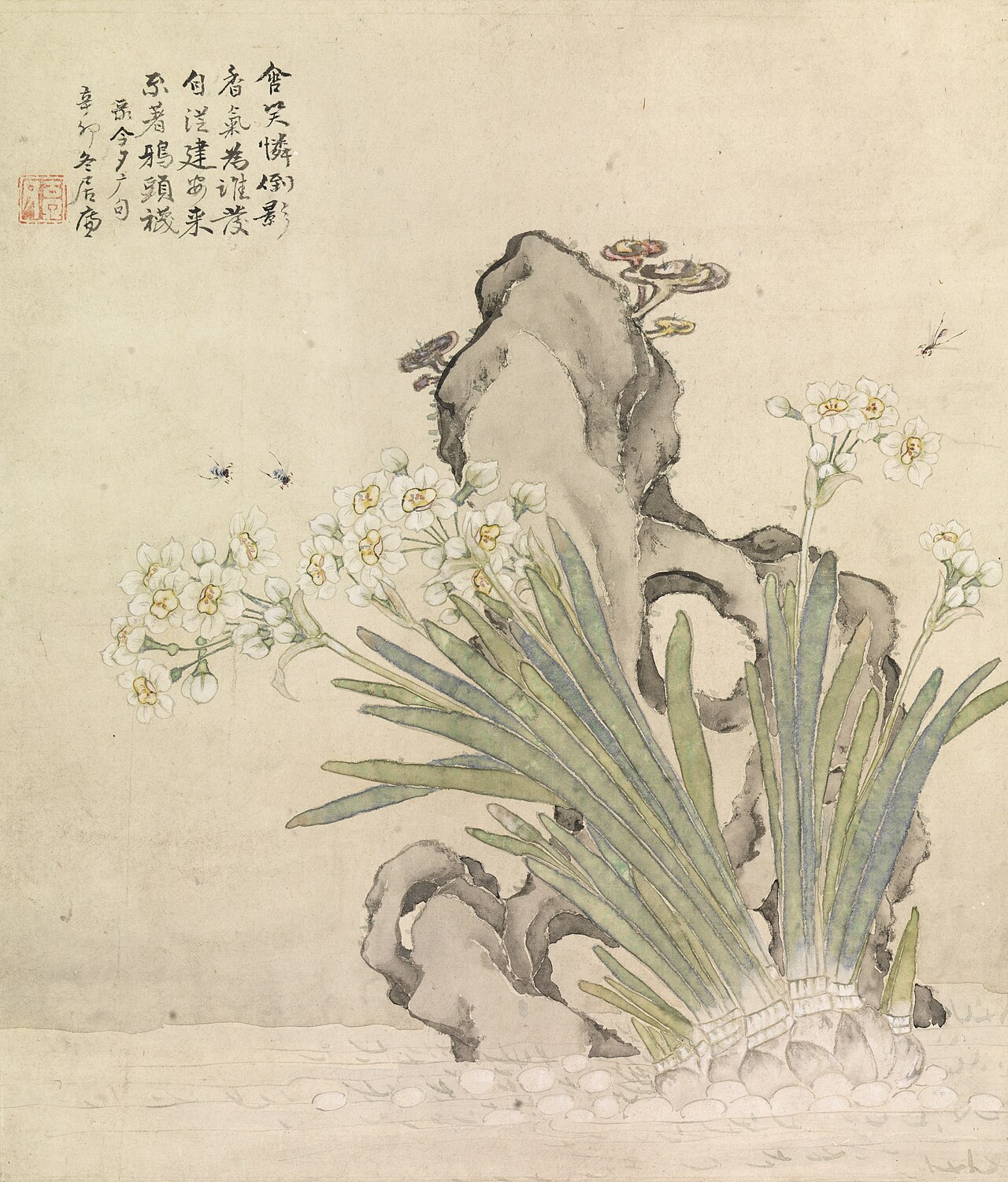 Narcissus, Rock, Bees and Linghzhi by Chu Lien