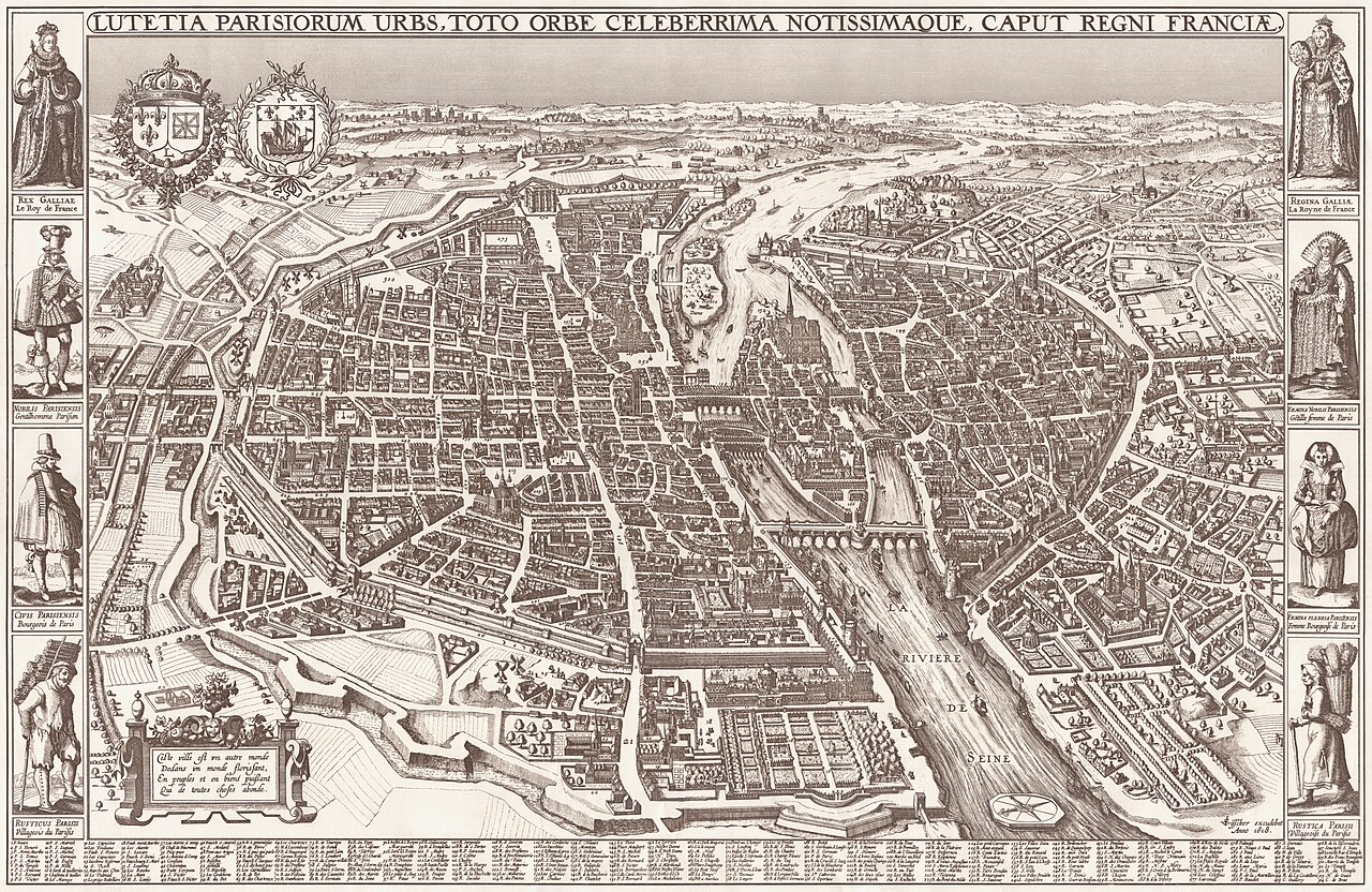Map of Paris by Claes Jansz. Visscher by Claes Janszoon Visscher II