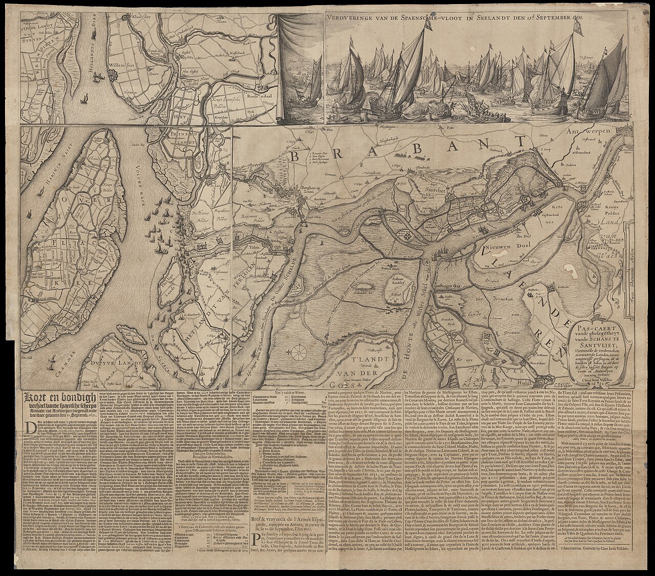 Pas-caert vande ghelegentheyt vande Schans te Santvliet by Claes Janszoon Visscher II