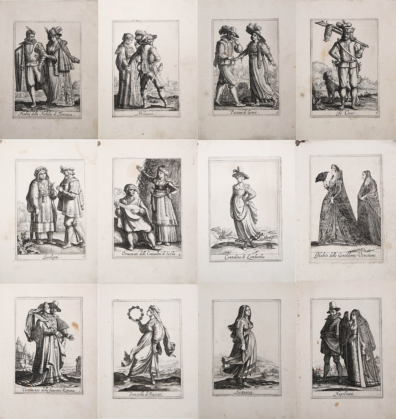 Twelve Italian costumes (Pieter Lastman and Claes Jansz Visscher II) by Claes Janszoon Visscher II