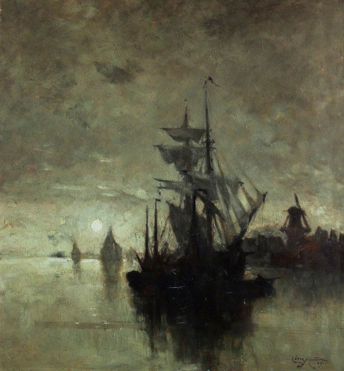 Moonlight in Dordrecht by Clara Montalba