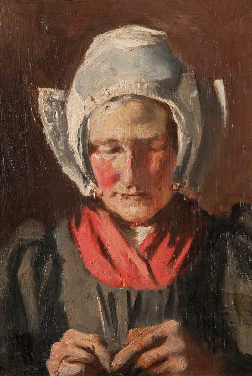 A Dutch Woman Knitting by Clara Taggart McChesney