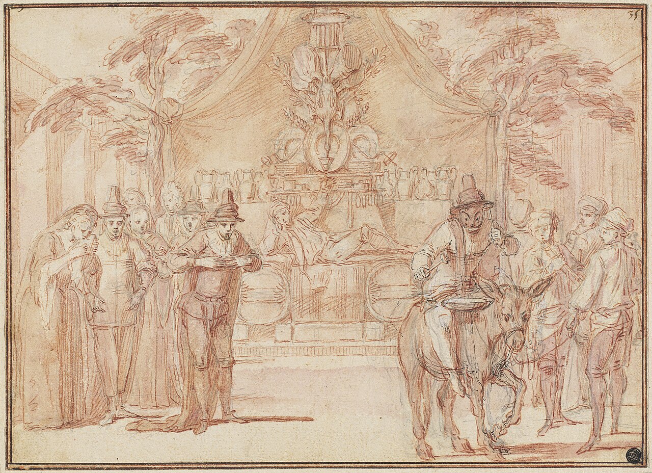 Scene from "The Tomb of Master André" by Claude Gillot