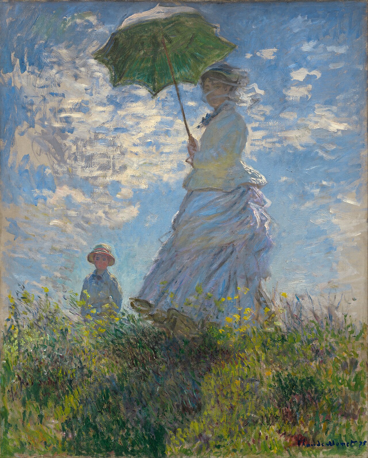 Woman with a Parasol – Madame Monet and Her Son by Claude Monet