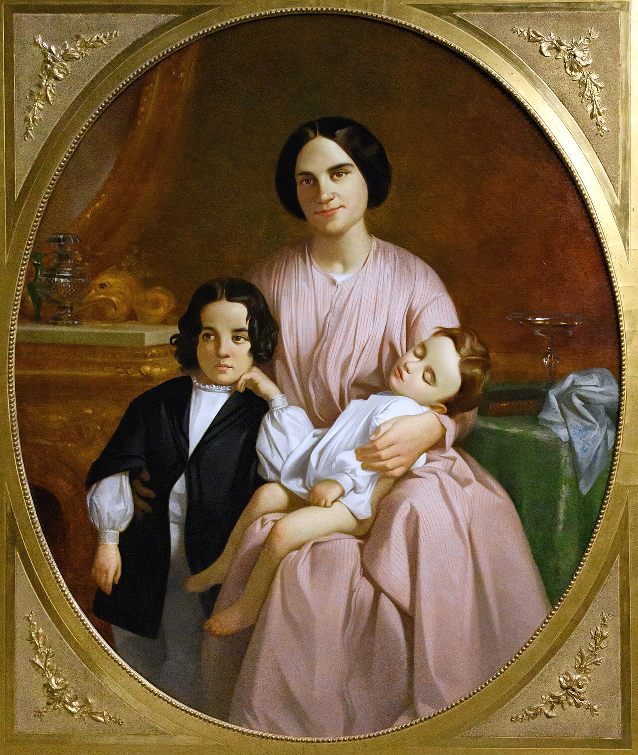 Portrait of the Painter's Wife and Children by Claudi Lorenzale