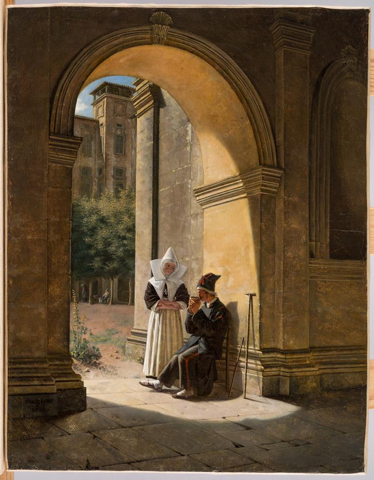 A Nun Cares for a Soldier in a Cloister by Claudius Jacquand