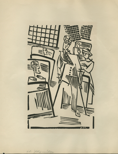 Lazarett (Military Hospital), from the portfolio "Felixmüller--Holzschnitte." by Conrad Felixmüller