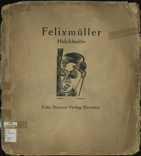 Portfolio cover for "Felixmüller--Holzschnitte." (The same self-portrait of the artist found on the title page is featured on the cover.) by Conrad Felixmüller