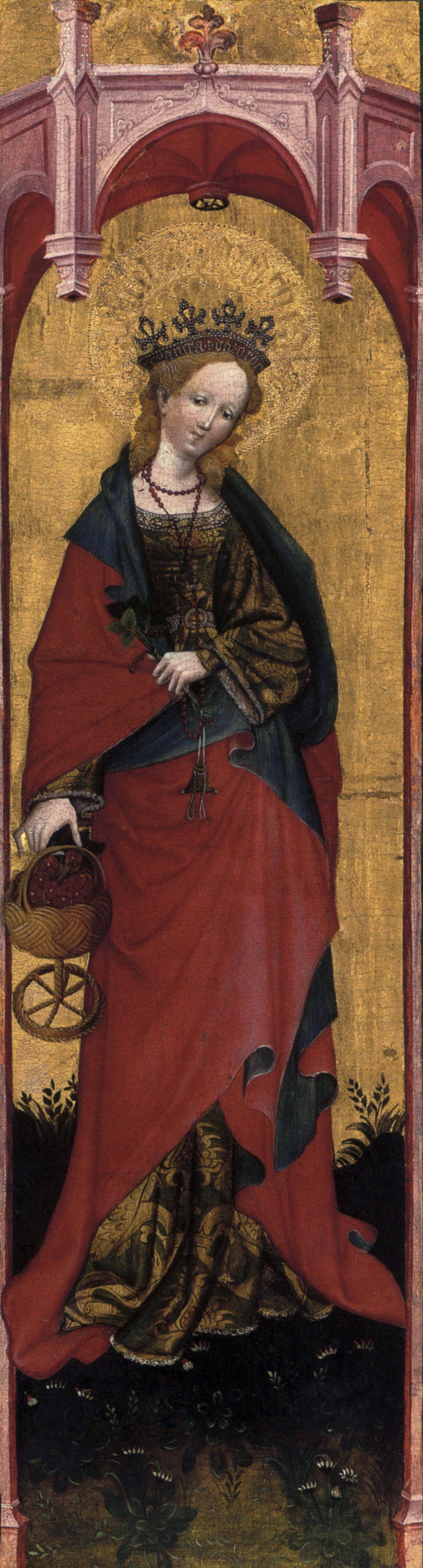 St Dorothy from St Walburgis Church in Soest, wing of a tabernacle by Conrad von Soest