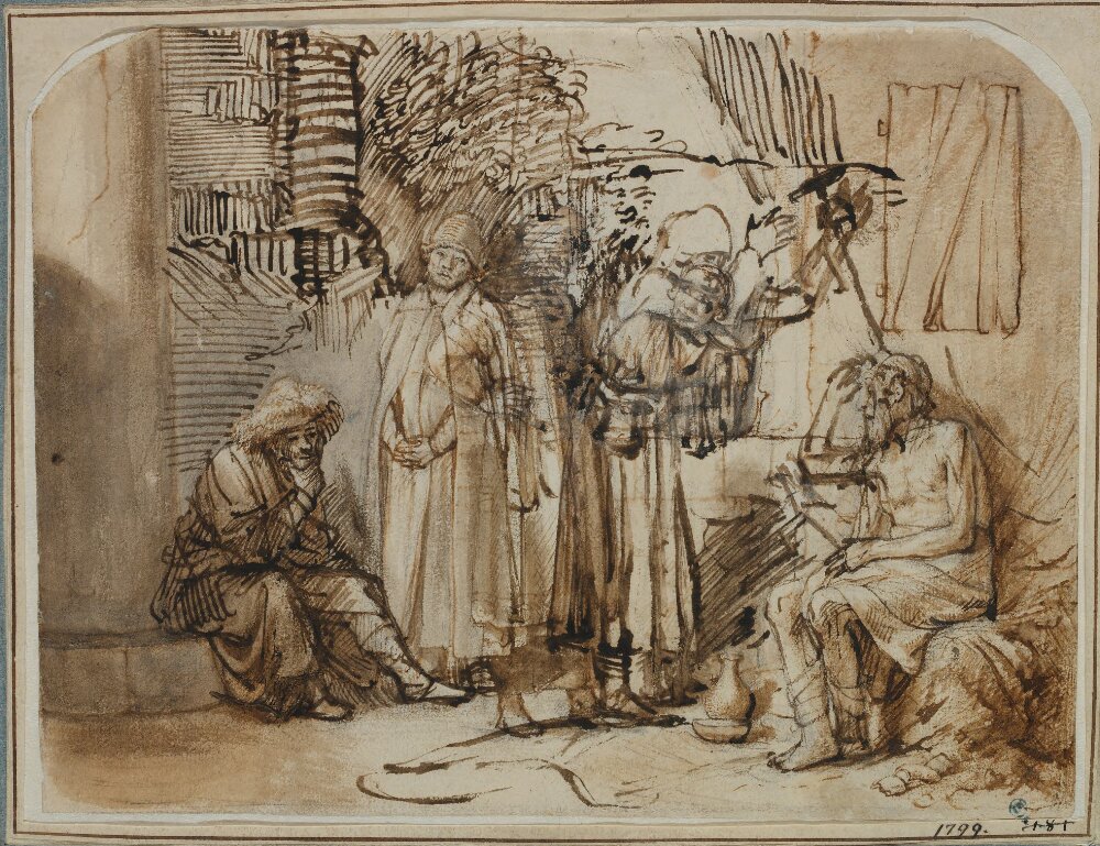 Job with his Friends and his Wife by Constantijn à Renesse