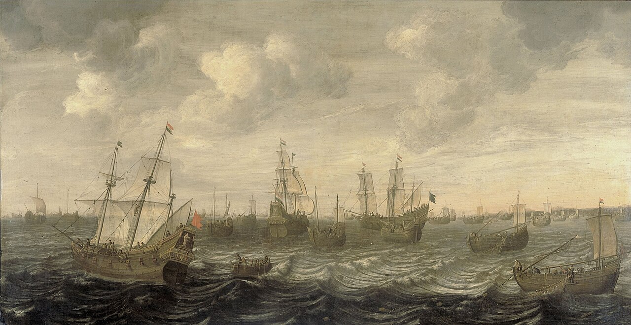 The Dutch herring fleet under sail by Cornelis Beelt