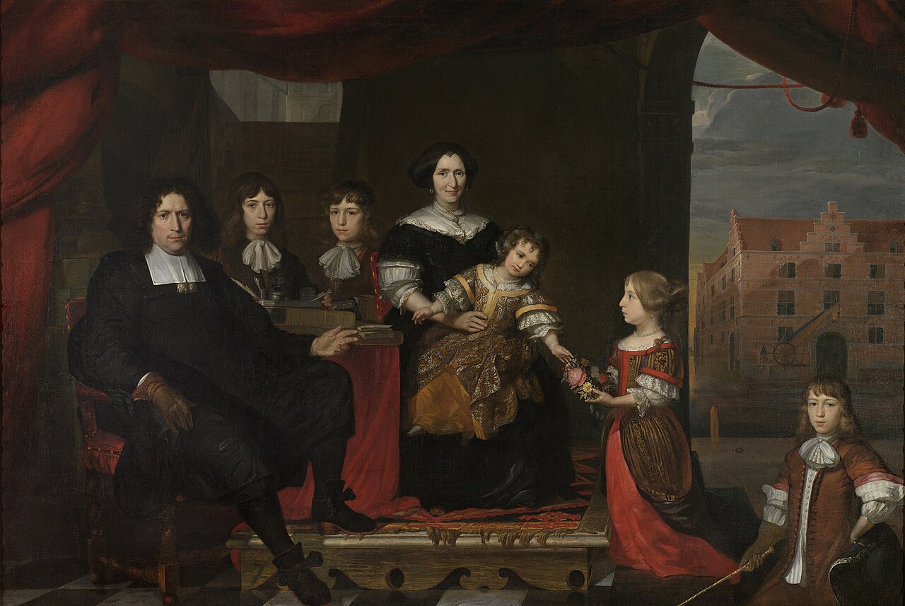 Reyer Reyersz van der Burch (1630-95), ammunition officer attached to the arsenal of the states-general, Delft, with his wife Geertruid Graswinckel and their children by Cornelis de Man
