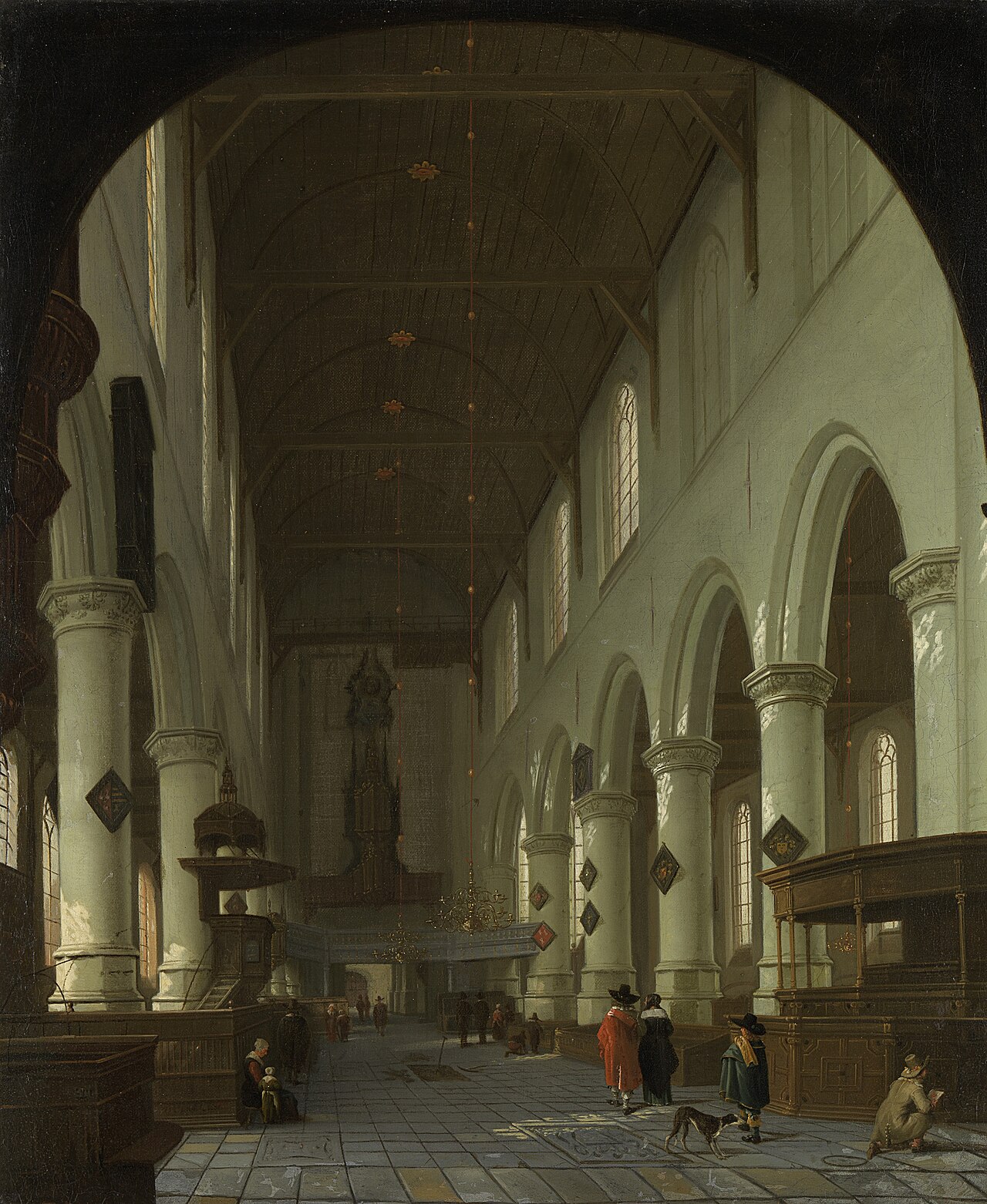 View in the Oude Kerk in Delft, from the choir to the portal by Cornelis de Man