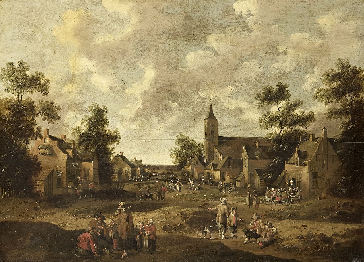 Village street by Cornelis Droochsloot