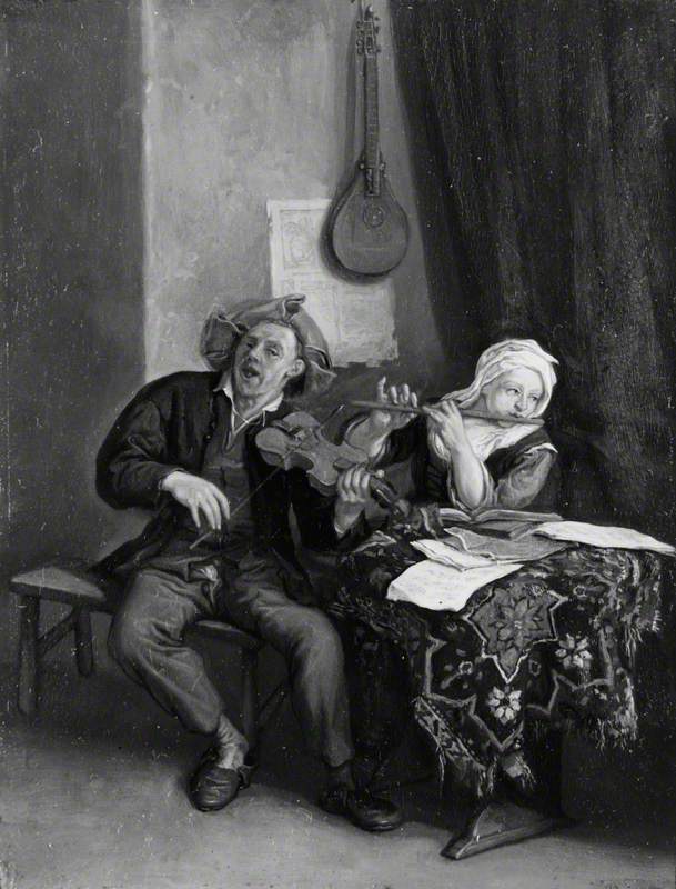 A Man and a Woman Making Music by Cornelis Dusart