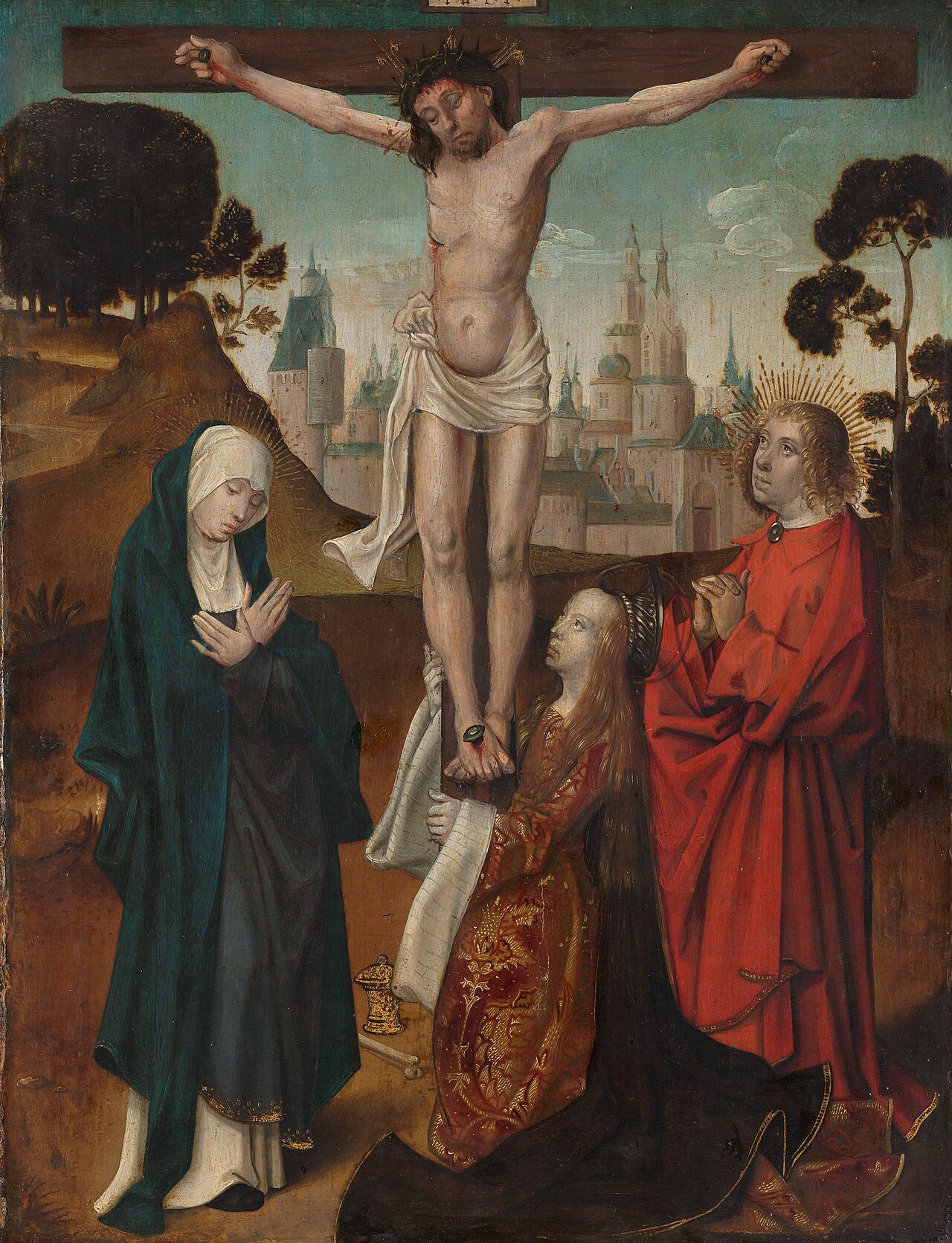 Crucifixion with the Virgin, Mary Magdalen and St John the Evangelist by Cornelis Engebrechtsz.