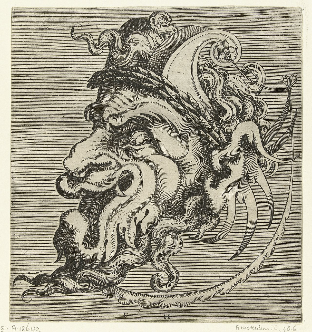 Pourtraicture ingenieuse de plusieurs façons de masques, forts utile aulx painctres, orseures, taillieurs de pierres, voirriers, & tailleurs d'images by Cornelis Floris II