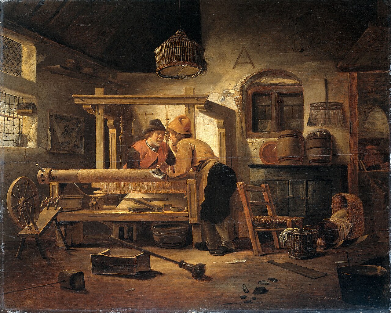 Interior of Weaver's Workshop by Cornelis Gerritsz Decker