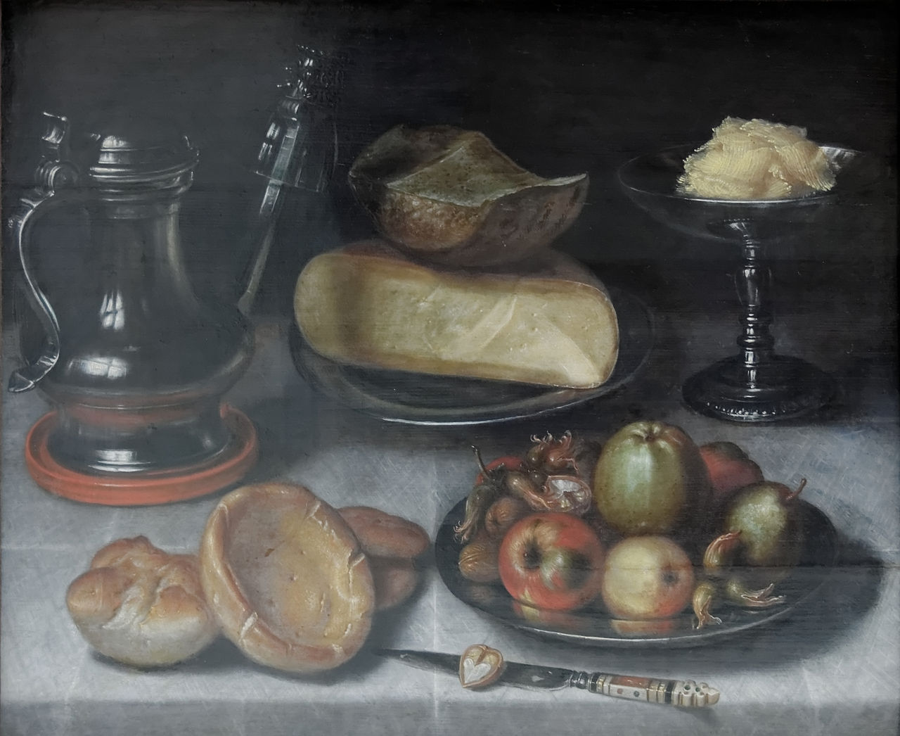 Still Life with Pewter Jug, Fruit and Cheese by Cornelis Jacobsz Delff