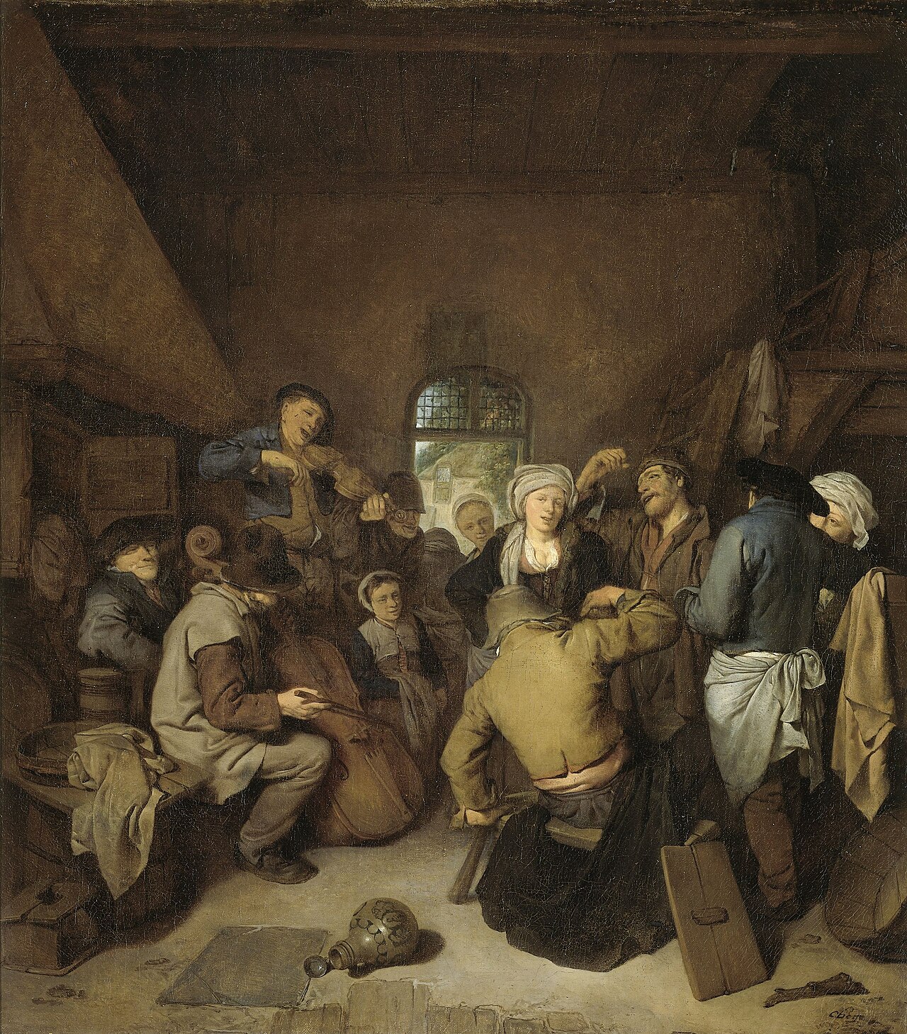 Peasants making music and dancing by Cornelis Pietersz Bega