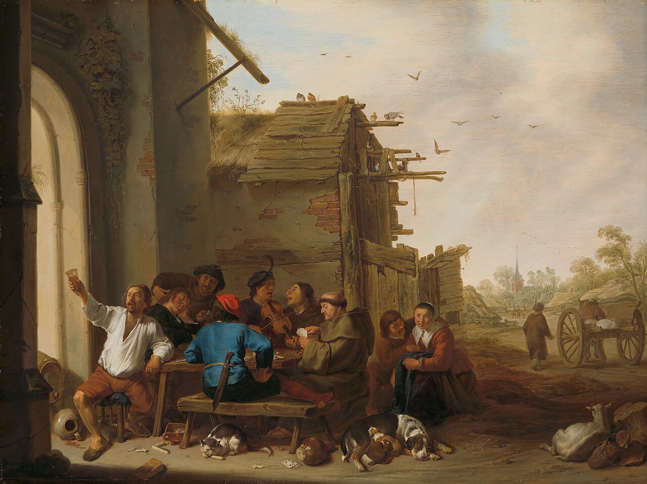 Figures before a Village Inn by Cornelis Saftleven
