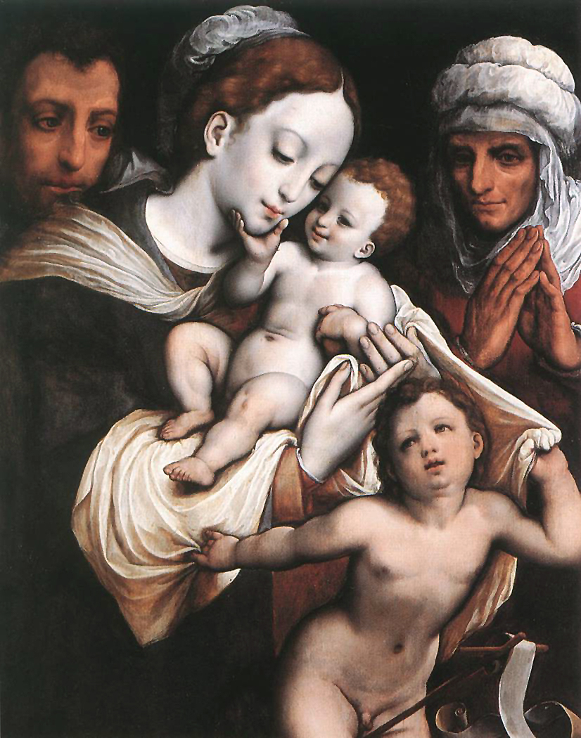 Holy Family with Elisabeth and John the Baptist by Cornelis van Cleve