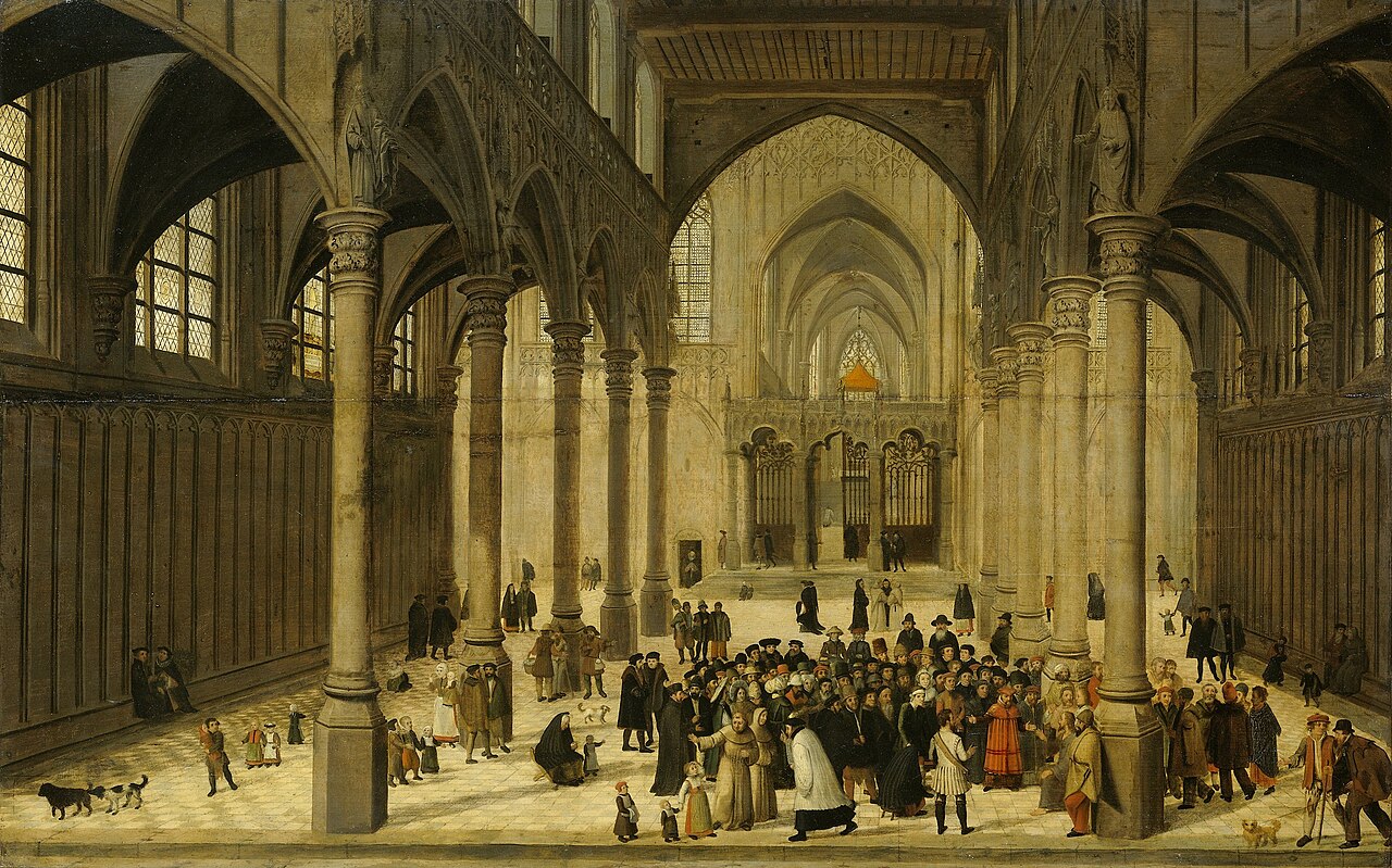 Church Interior with Christ Preaching to a Crowd by Cornelis van Dalem
