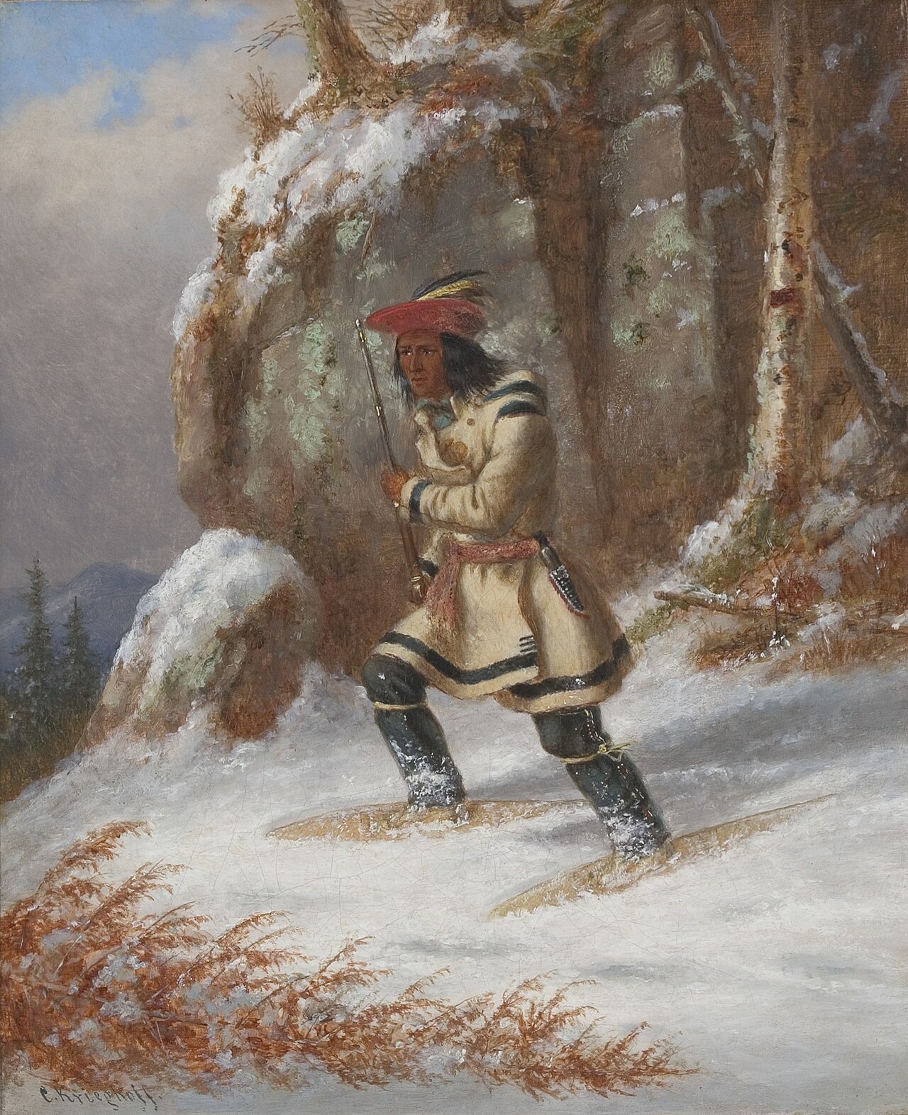Indian hunter by Cornelius Krieghoff
