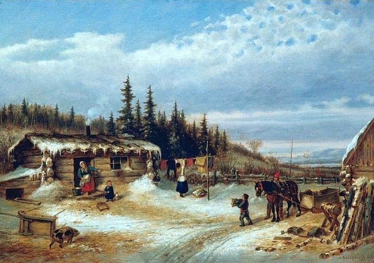 Log Hut on the St. Maurice by Cornelius Krieghoff