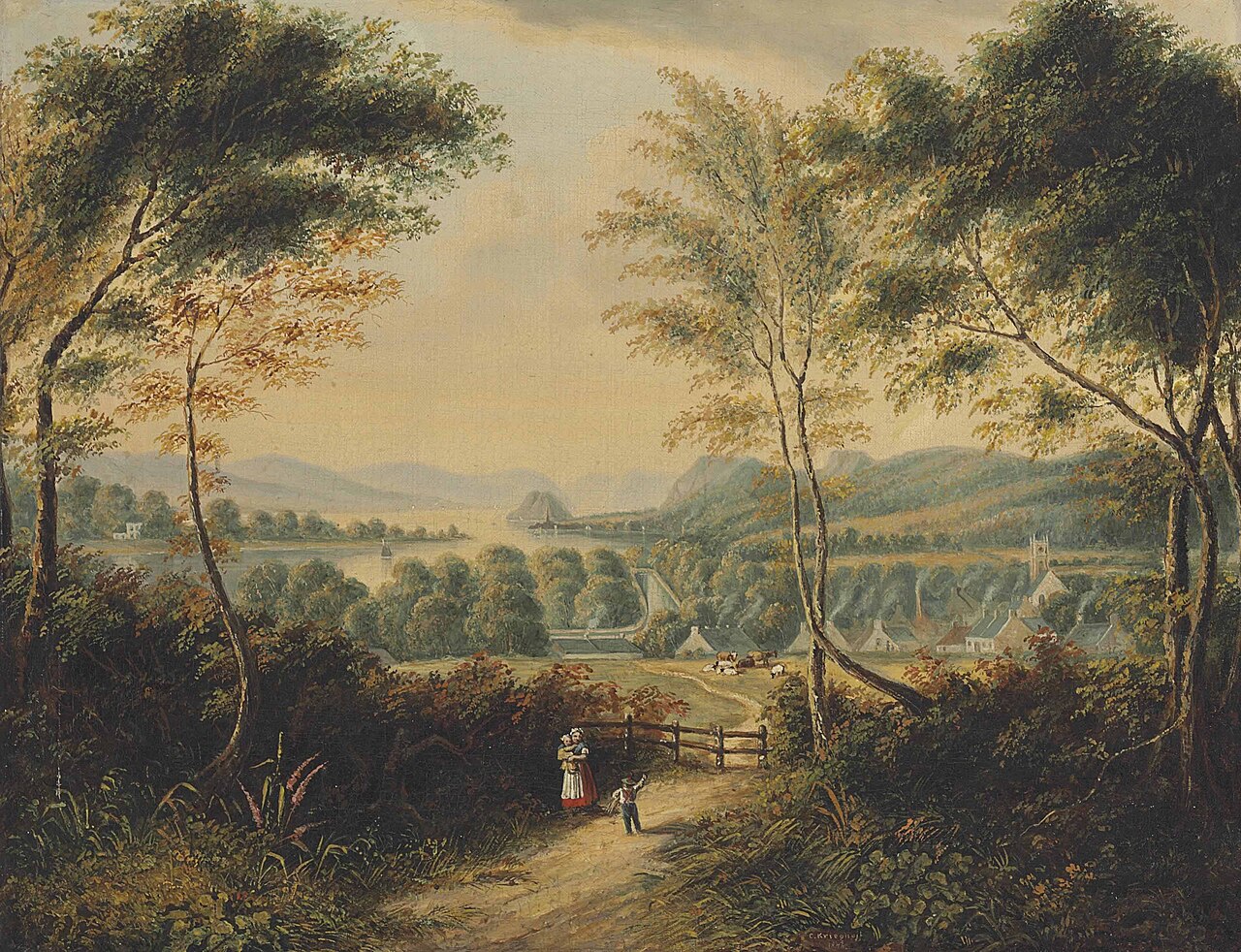 Looking Down the Clyde River to Dumbarton Rock by Cornelius Krieghoff