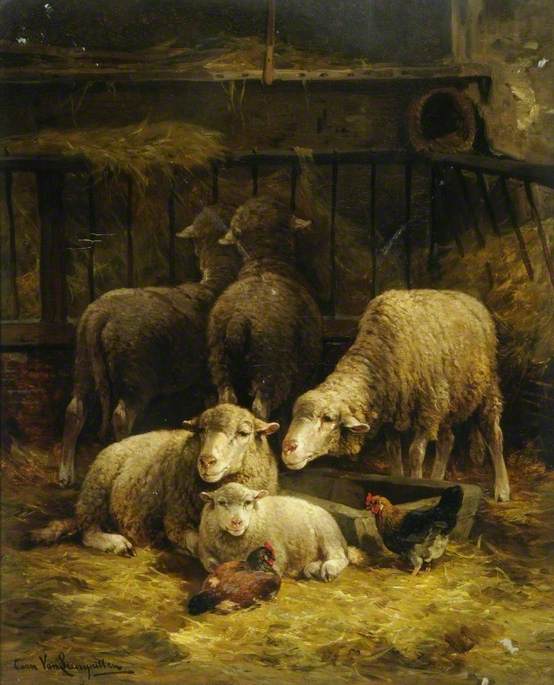 Sheep and Poultry by Cornelius Van Leemputten