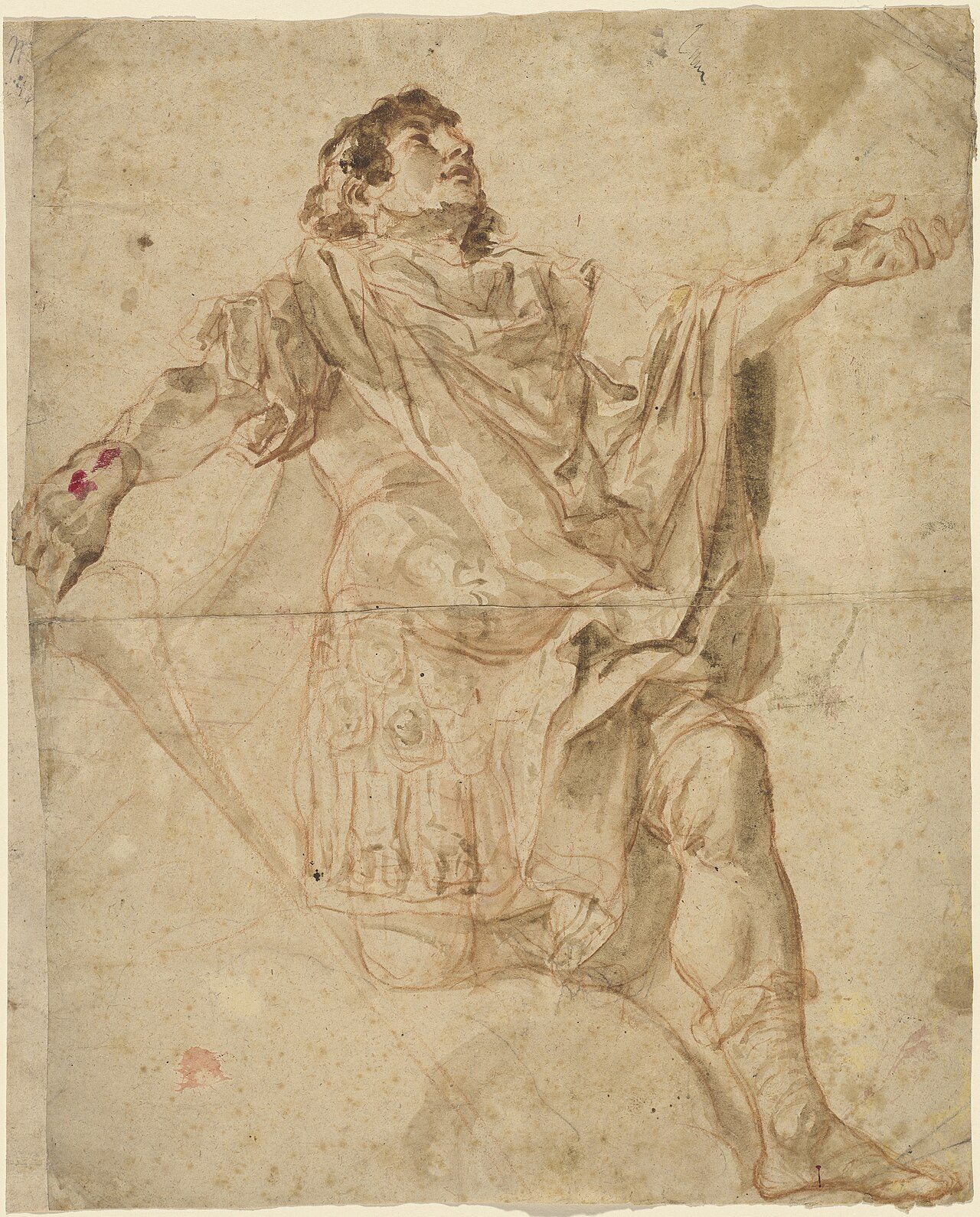 Saint George Kneeling (recto) by Cosmas Damian Asam