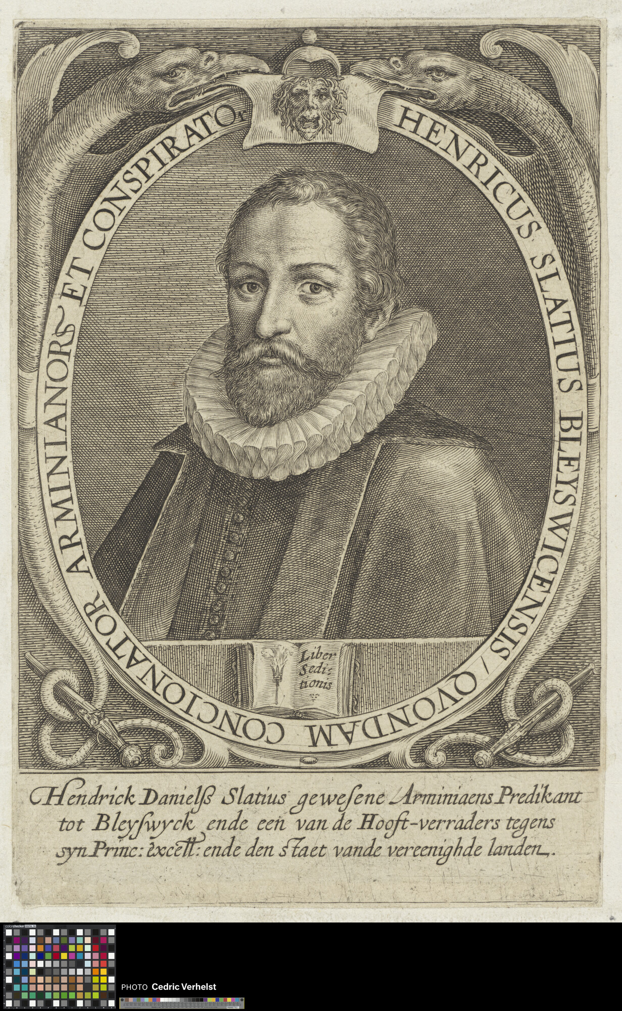 Portrait of Hendrick Danielsz Slatius, Netherlands remonstrant preacher by Crispijn van de Passe the Elder
