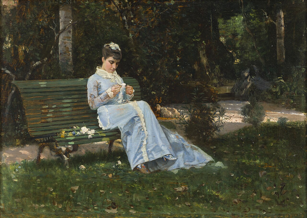 Alaide Banti on the bench by Cristiano Banti