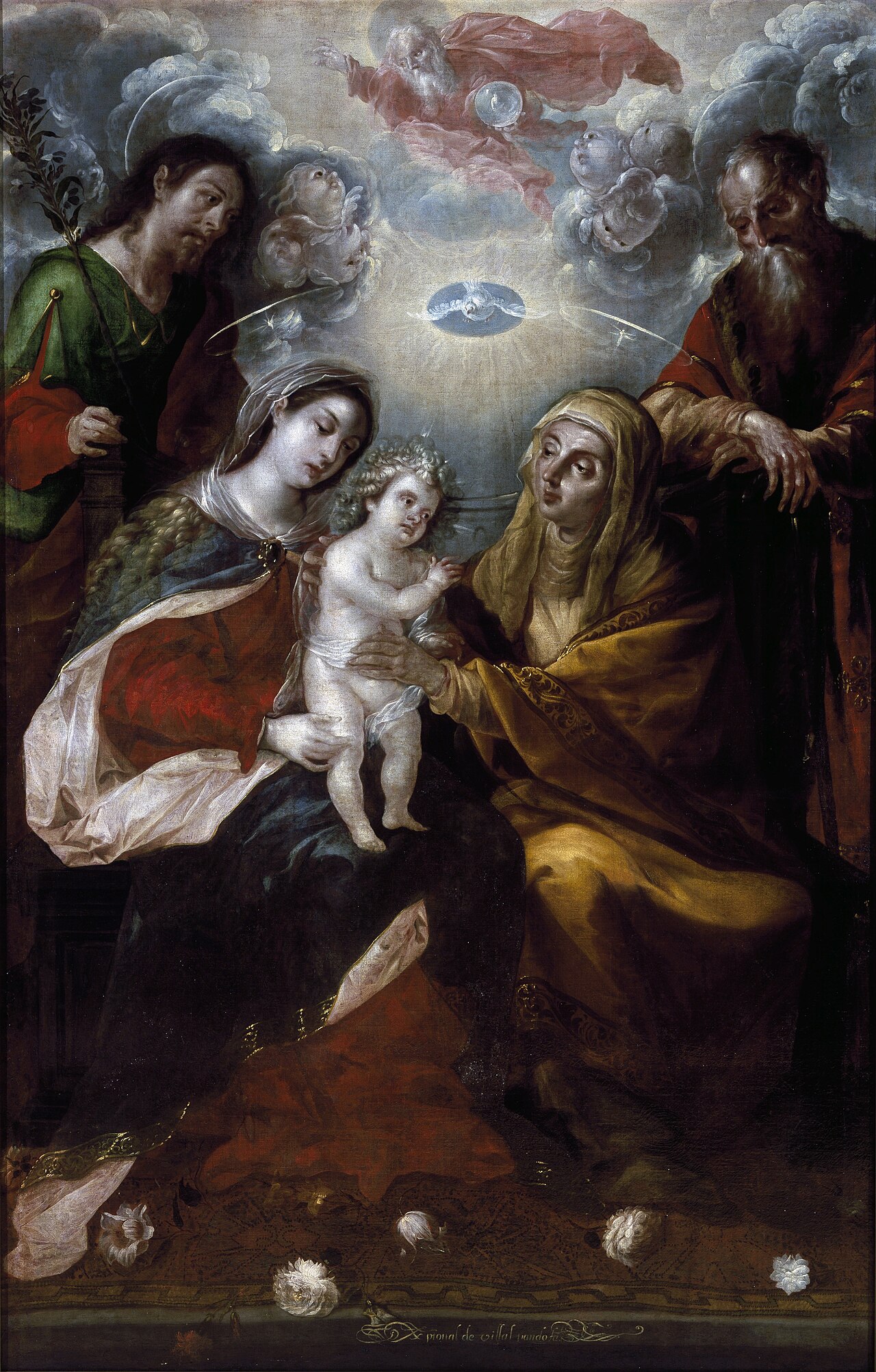 Holy Family with Saints Anna and Joachim by Cristóbal de Villalpando