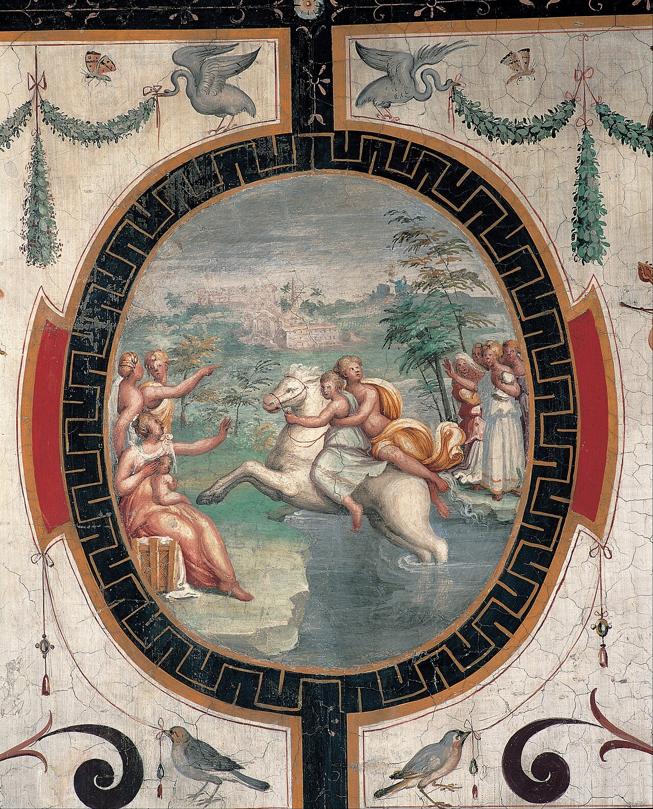 Clelia crossing the Tiber on a horse by Cristoforo Gherardi