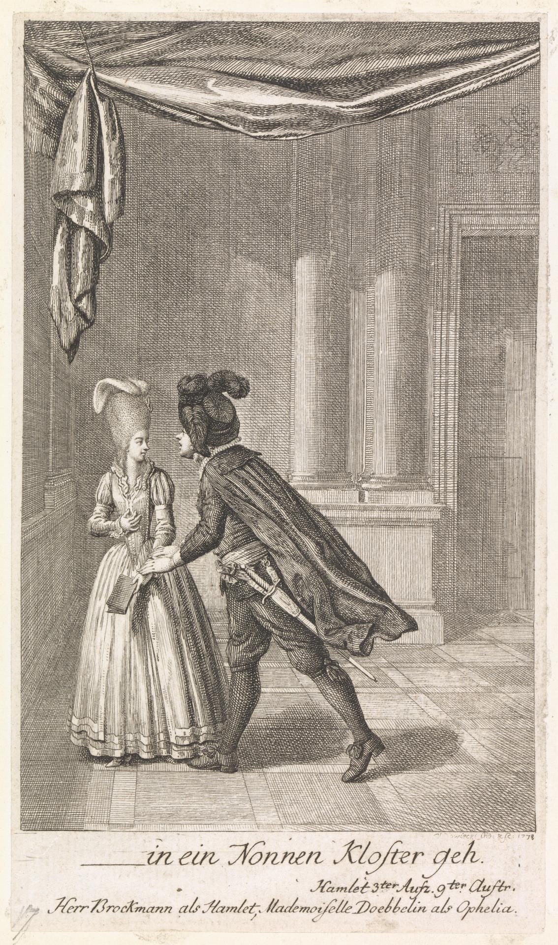 ...in ein Nonnen Kloster geh: 'Hamlet,' Act III, Scene IX by Daniel Nikolaus Chodowiecki