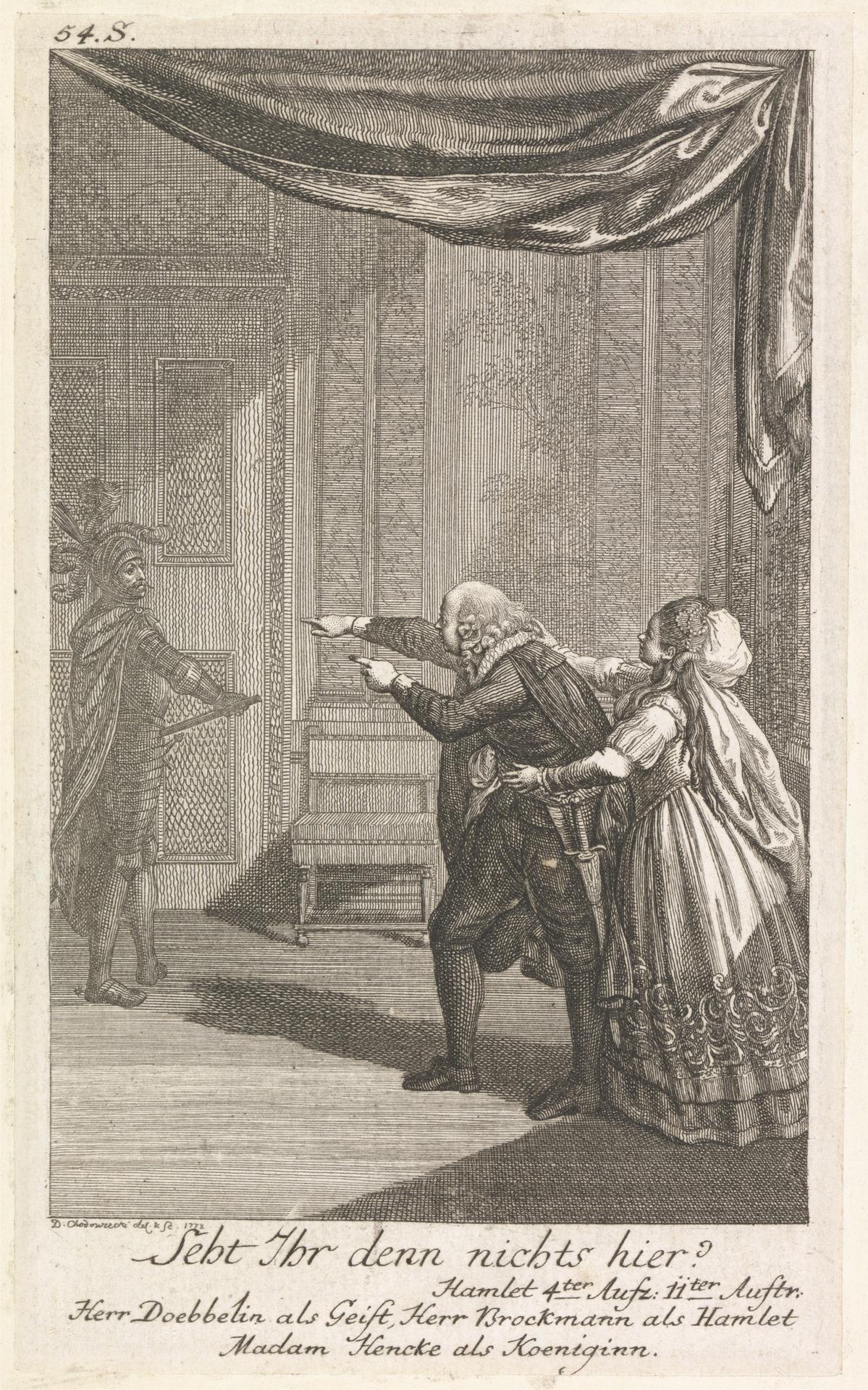 Seht Ihr denn nichts hier: 'Hamlet,' Act IV, Scene II by Daniel Nikolaus Chodowiecki