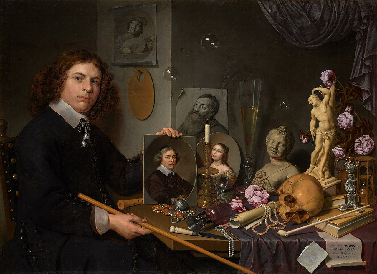 Vanitas Still Life with Portrait of a Young Painter by David Bailly