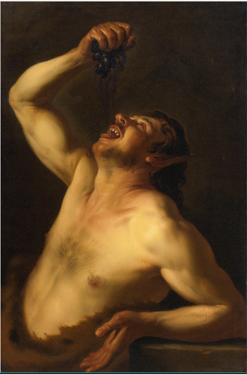 Satyr drinking from grapes by David de Haen
