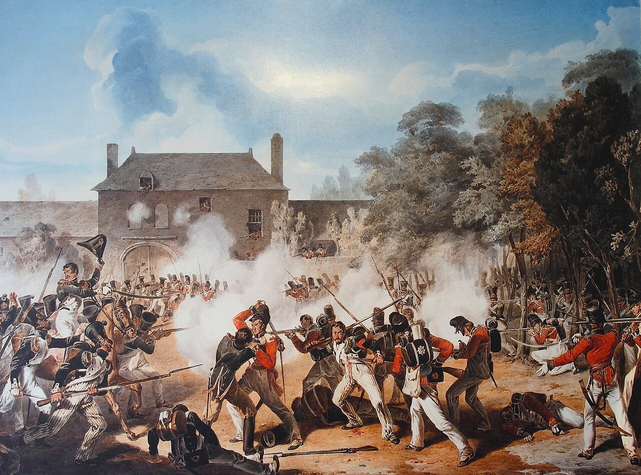 Defence of the Chateau de Hougoumont by the flank Company, Coldstream Guards, 1815 by Denis Dighton